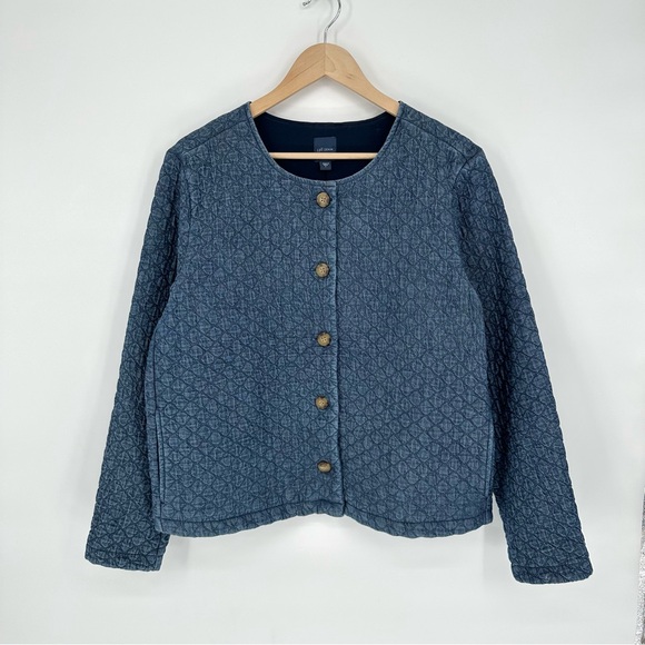 J. Jill Denim Quilted Button Front Jacket in Blue, Large - Picture 5 of 12